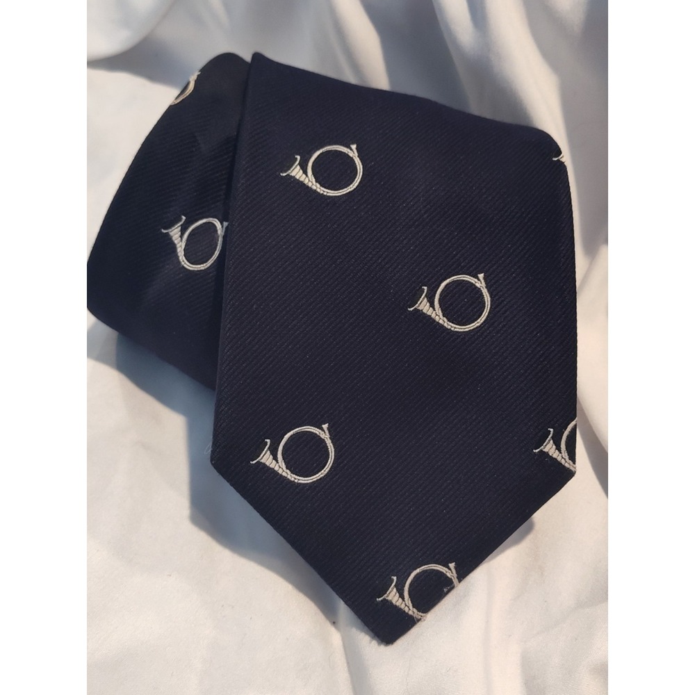 Made In England VTG Necktie French Horn Blue
